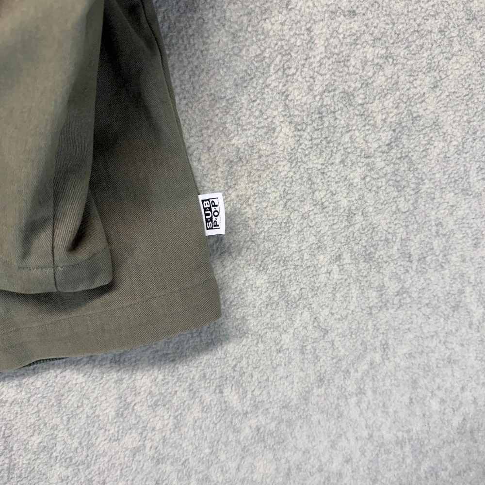 Vintage Sub Pop Records Mens Chore Jacket Olive Green Utility Workwear Size L - Picture 7 of 16